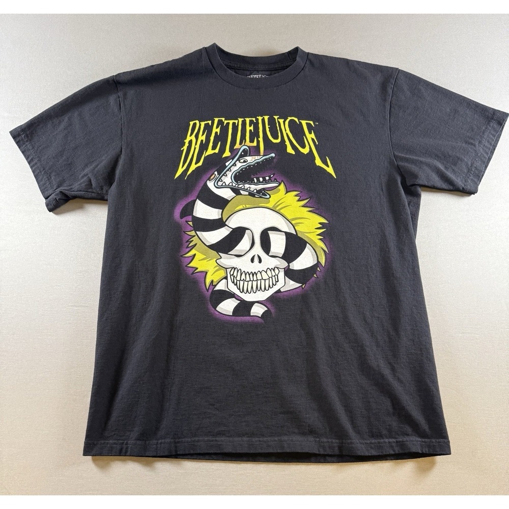 Beetlejuice T-Shirt Large Black Sandworm Monster Tim Burton Movie